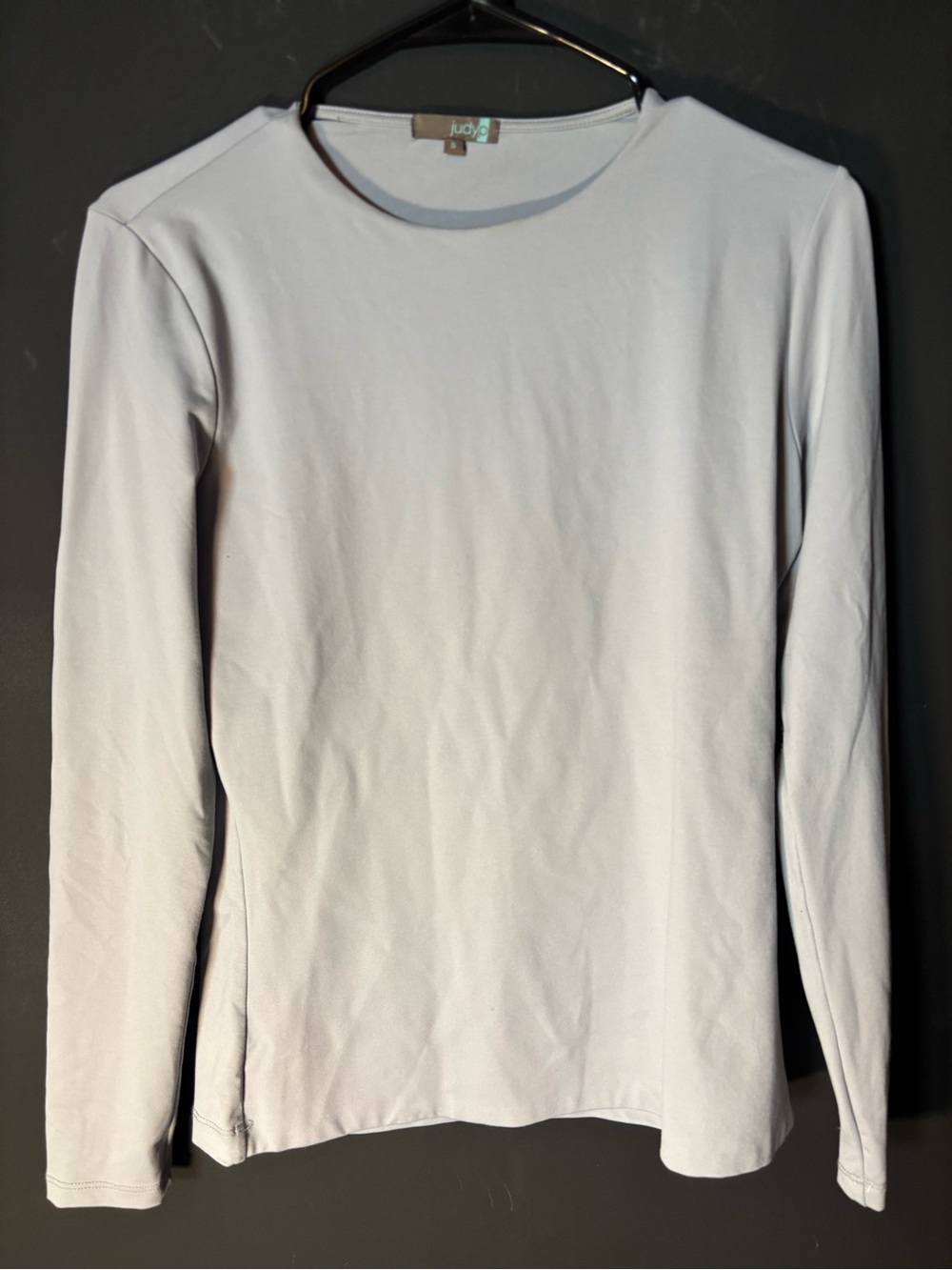 Judy P Long-Sleeve Crew Neck Shirt Grey small